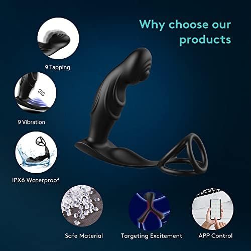 Prostate Massager Anal Vibrator With Cock Ring Anal Toy Plug Sex Toys App Control 9 Vibration And Tapping Butt Plug G Spot Vibrator For Prostate Stimulator Adult Toys For Men Sex Pleasure Or Couples. - Image 3