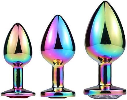 Epichao 3Pcs Colorful Metal Plated Anal Plug Metal Butt Toys Jewelry Butt Plug Kit - Image 2