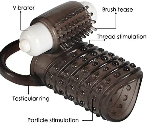Reusable Penis Sleeve With Vibrator Ring Penis Sleeve - G-Spot Vibrator & Free Batteries Adult Sex Toy Bobbled Cock Black - Image 2