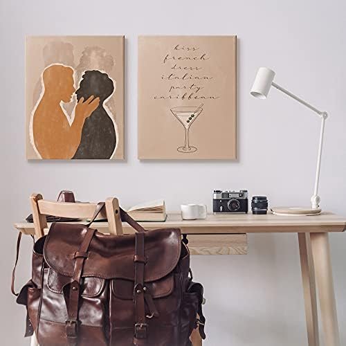 Stupell Industries Kiss French Party Caribbean Phrase Male Couple Embrace, Designed By Birch&Ink Canvas Wall Art, 2Pc, Each 24 X 30, Brown - Image 2