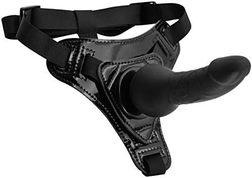 Strap On Harness Dildo 5.5" Sex Toy Adjustable Waist For Couples Female Masturbation And Lesbian Black