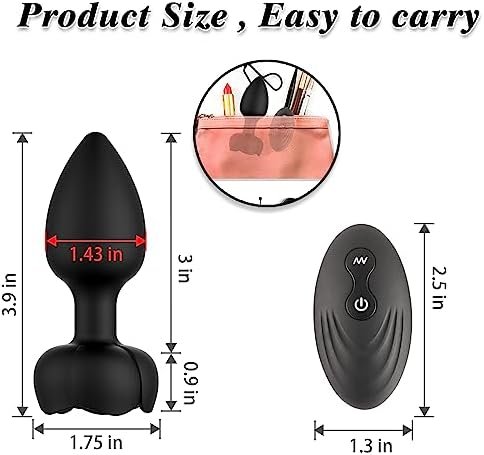 Anal Butt Plug Sex Toys - Vibrating Butt Plug With Flashing Light Up Base Remote Control Vibrators With 7 Vibrating Rotating Modes, Adult Sex Toys & Games For Woman Men Couples Prostate Massager Red - Image 3