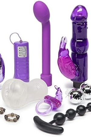 Lovehoney Wild Weekend Adult Sex Toy Kit - G Spot & Rabbit Vibrators, Anal Toys, Cock Rings & Kegal Balls - Beginner Friendly Sex Toys For Couples - 11 Piece Sex Toy Set - Black