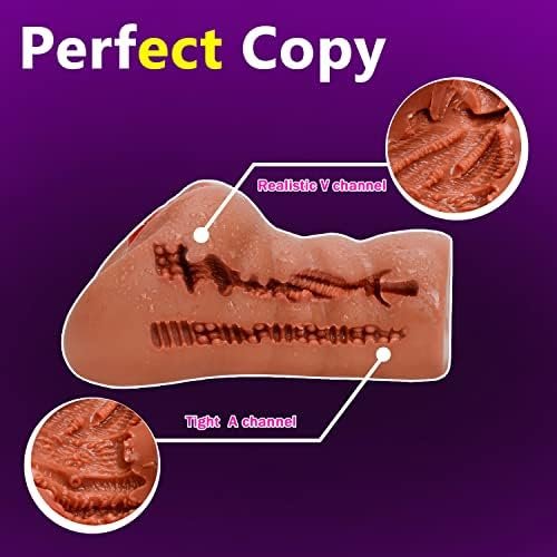 Male Masturbator Lifelike Sex Doll 3D Textured 2In1 Brown Realistic Pussy Adult Sex Toy Pocket Stroker Toy Vagina And Tight Anal 2 Holes Design Flight Pilot Men'S Sex Pleasure Devices 1.32Lb… - Image 3
