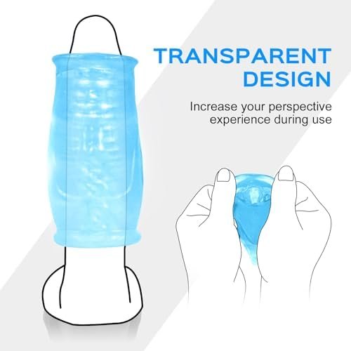 Male Masturbator Pocket Pussy Stroker Sex Adult Toys For Men,Manual Portable Transparent Oral Sex Handjob Glans Training Tool Open-Ended Penis Sleeve With Vagina Textured For Male Blowjob Toy - Image 3