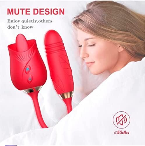 Rose Sex Toy For Women -Rose Sex Toy With Tongue Licking Vibrator For Women Rose Nipple Stimulation, Rechargeable Vibrating Machine Clitoral Vibrator Sex Toys For Women Pleasure - Image 3