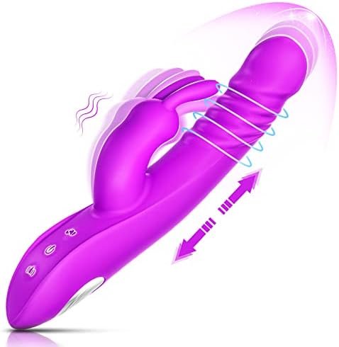 Thrusting Rabbit Rotating Clitoral Vibrator, Pulsing G Spot Dildo For Women With 3 Powerful Thrusting Speeds 11 Vibration Modes, Vagina Nipples Stimulator, Adult Sex Toys