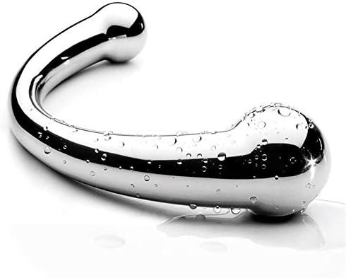 G-Spot Massage Dildo, Stimulate Wand Fetish Plug Solid Metal Curved Dual Ended Masturbation Sex Toy For Couple