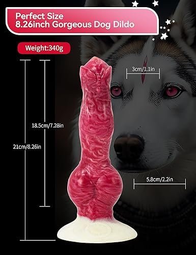Realistic Dog Dildo With Knot, 8.26Inch Long Big Pink Silicone Suction Cup Monster Dildos Anal Plug Toys Dragon Dildo For Women Lesbian And Men Couples Strap On - Image 2