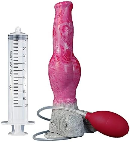 Multi Color Big Knot Silicone Made Artificial Dog Dildo Squirting Dildo Wolf Canine Style Knotty With Knot Suction (Red+Pink+Grey)