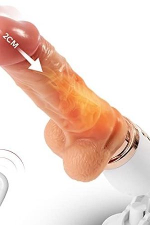 Realistic Thrusting Dildo Vibrator With Handle And Sucker, Telescopic Vibrating Penis With Heating For G-Spot Anal Stimulation, Automatic Dildo Machine Sex Toy For Woman With Sucker