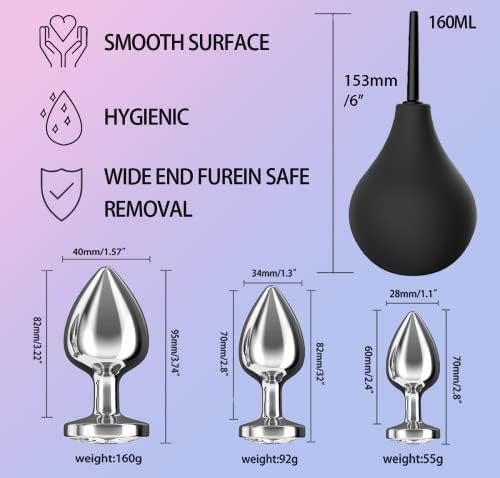 Anal Douche 4Pcs Anal Plug Set Stainless Steel Anal Butt Plug Adult Sexy Toys Sex Toys For Women,Men And Beginners Black - Image 3