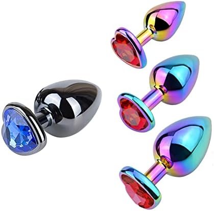 Anal Plugs Anal Trainer Kits Colorful Metal Butt Plug With Heart Shape Jewelry Sex Toys For Beginners Advanced Users