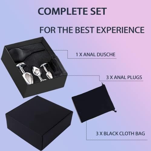 Anal Douche 4Pcs Anal Plug Set Stainless Steel Anal Butt Plug Adult Sexy Toys Sex Toys For Women,Men And Beginners Black - Image 2