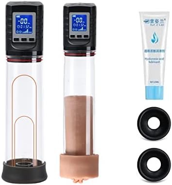 Electric Penis Vacuum Pump, 4 Suction Intensities, Enlargement For Erections Enlarge With Vagina Stroker Sleeve Rechargeable & Detachable Black