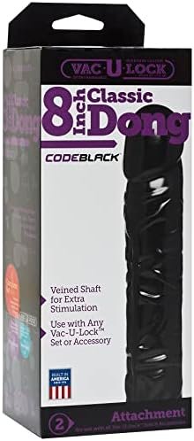 Doc Johnson Vac-U-Lock Codeblack - 8 Inch Classic Dong - F-Machine And Harness Compatible Dildo - Image 2
