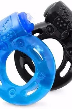 Vibrating Penis Ring- 2 Pcs Vibrating Cock Ring With Clitoral Vibrator. Silicone Penis Rings With Butterfly Stimulate Design. Penis Ring Cockrings Adult Sex Toys For Men Couples Vibrators