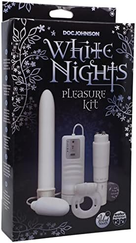Doc Johnson White Nights - Pleasure Kit - 7 Inch Vibe, Bullet Vibe, Pocket Rocket, Vibrating C-Ring - White - Image 3