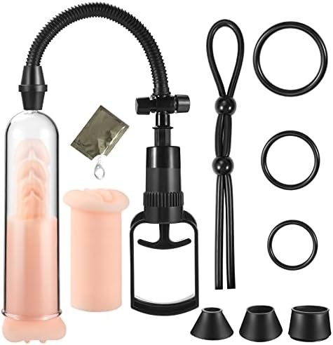Penis Enlargement Pump Vacuum For Male Ed Enhancement Erectile Manual Cock Enlarger Enhancer Man Aid Bigger Growth With Vagina Sleeve,Penis Rings Include