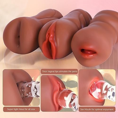 Trio Pocket Pussies Mens Sex Toys - Pack Of 3 Mouth Doll, Vagina Blowjob Male Masturbator, Anal Flesh Light, Silicone Stroker For Pleasure, Consoladores Men - Image 3