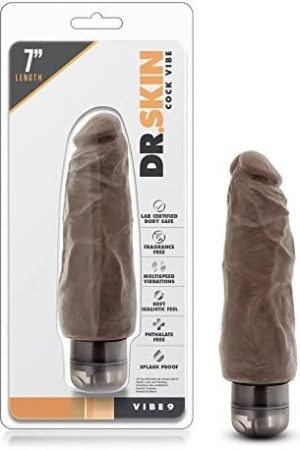 Blush Dr Skin Vibe 8 - Real Feel Realistic 9.75 Inch Long Vibrating Dildo - 1.75 Inch Thick - Ipx7 Waterproof - Soft Body Safe Multi Speed Bendable Vibrator - Adult Sex Toy For Women Men - Chocolate