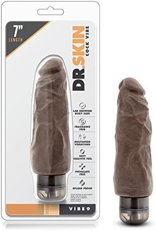 Blush Dr Skin Vibe 8 - Real Feel Realistic 9.75 Inch Long Vibrating Dildo - 1.75 Inch Thick - Ipx7 Waterproof - Soft Body Safe Multi Speed Bendable Vibrator - Adult Sex Toy For Women Men - Chocolate