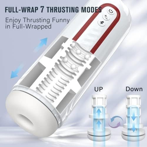 Automatic Thrusting Male Masturbators - Upgraded Male Masturbator With 7 Full-Wrap Thrusting & Powerful Vibrating Modes, Male Blowjob Machine Pocket Pussy Strokers 3D Textured Adult Sex Toys For Men - Image 2