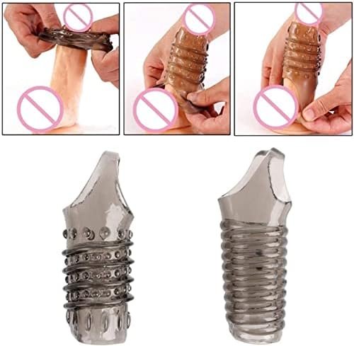 New Soft Big Realistic Sleeve Extender Sheath For Men Male Enhancement Extension Sleeve Black 2Pcs 1319 - Image 3