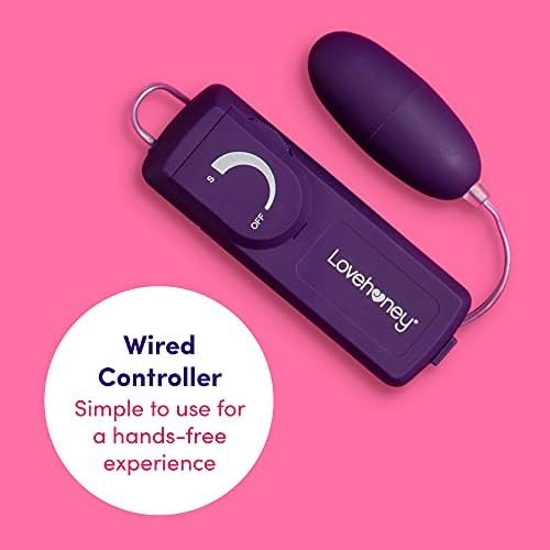 Lovehoney Wickedly Powerful Vibrating Egg For Women - Smooth 2.5 Inch Multispeed Bullet Vibrator - 31 Inch Wired Remote Control Love Egg For Couples - Purple - Image 3