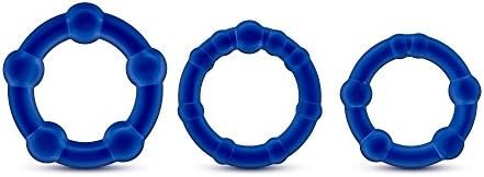 Blush Genuine Stay Hard Beaded Cock Rings In 3 Sizes - Soft, Super Stretchy - Increase Stamina - Longer, Harder, Bigger Thick Erections - Add Girth - Male Enhancement Sex Toy For Men, Couples - Blue - Image 2