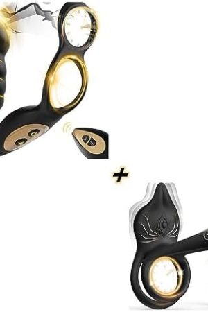 Vibrating Cock Ring, 3 In 1 Penis Ring Vibrator With 10 Vibration Modes & Prostate Massager Anal Vibrator With 2 Vibrating Cock Ring