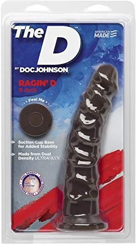 Doc Johnson The D - Raging'D W/O Balls 10 Inch - Ultraskyn - 10" Long And 1.5" Wide - Strong Suction Cup Base - O-Ring Harness Compatible Dildo - Chocolate - Image 2