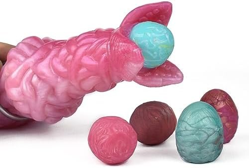 Flower Bud Dildo With 5 Balls Adult Sex Toy, Inflate Pump Dildo With 5 Silicone Eggs For Women, Alien Dildo With Suction Cup For Hands-Free Play - Red - Image 3