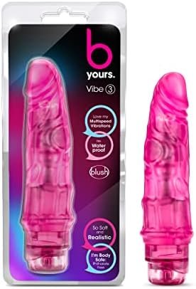 Blush B Yours Vibe 3 - Feels Real Realistic 7.75 Inch Vibrating Dildo - 1.75 In Width - Ipx7 Waterproof - Soft Body Safe Material Multi Speed Bendable Vibrator - Sex Toy For Women Couples - Clear Pink
