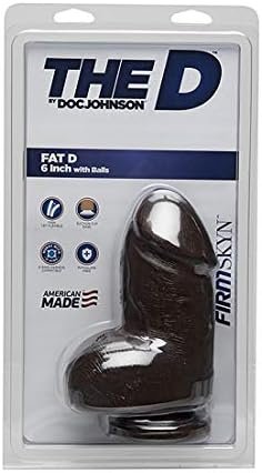 Doc Johnson The D - Fat D - 6 Inch With Balls - Firmskyn - 6.25" Long And 2.75" Wide - Strong Suction Cup Base - O-Ring Harness Compatible Dildo, Chocolate - Image 2