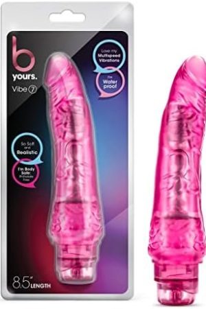Blush B Yours Vibe #7 - Soft Realistic Multispeed Vibrating Dildo - 8.75 Inch Long - 1.75" Wide - Flexishaft Flexible Body Conforms To Your Body - Waterproof Vibrator - Sex Toy For Women - Clear Blue