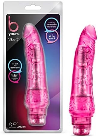 Blush B Yours Vibe #7 - Soft Realistic Multispeed Vibrating Dildo - 8.75 Inch Long - 1.75" Wide - Flexishaft Flexible Body Conforms To Your Body - Waterproof Vibrator - Sex Toy For Women - Clear Pink