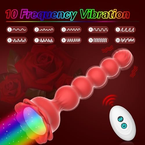 Anal Beads Anal Plug Vibrator - Remote Control Vibrating Butt Plug With Flashing Light Up Rose Base, Prostate Massager For Men With 10 Vibrations Adult Toy, Sex Toys For Men Her Pleasure - Image 3