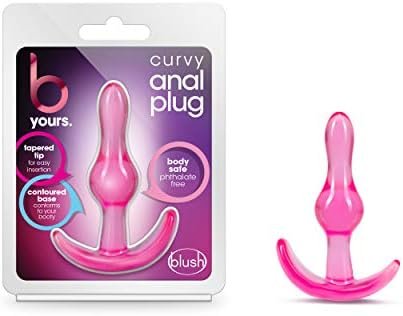 Blush Curvy Anal Plug - Wearable 3.5" Beginners Anal Toy - Stayput & Anchortech Design - Tapered, Soft, Flexible For Comfort - First Timers Sex Toy For Back Door Play - Clear Pink
