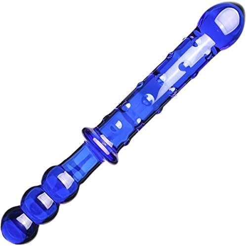 Crystal Glass Pleasure Wand Dildo Penis - Akstore - Blue Glass Dotted Double Head Design Personal Massager Anal Sex Toy (Pink-Heart)