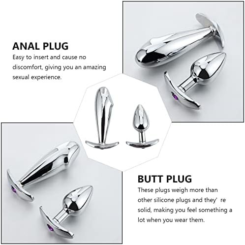 Sanyam 2Pcs Butt Plug Stainless Steel Shape Small Sex Game Props Sex Toy Anal Plug, 10X5Cm - Image 3