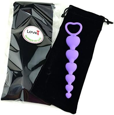 Lovei Anal Sex Toy Beads Butt Plug Heart Shaped Prostate Massager With Safe Pull Ring Handle Soft Carry Bag Unisex G Spot - Purple - Image 2