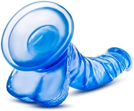 B Yours - Sweet N' Hard - 8.5" Realistic Feel G Spot Stimulating Curved Dildo - Cock & Balls Dong - Suction Cup Harness Compatible - Sex Toy For Women Adults - Blue - Image 3