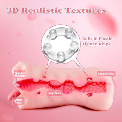Sexgene 2 In 1 Male Masturbator Pocket Pussy Adult Sex Toys With 3D Realistic Mouth Tongue And Tight Vagina, Blow Job Stroker Deep Throat Oral Pleasure Sex Doll For Men Masterburbator - Image 3