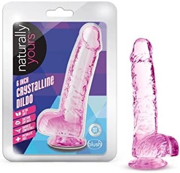Blush 6 Inch Crystalline Dildo Suction Cup Harness Compatible Realistic Lifelike Hand Sculpted Sex Toy For Men Women Couples
