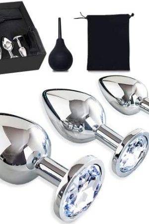 Anal Douche 4Pcs Anal Plug Set Stainless Steel Anal Butt Plug Adult Sexy Toys Sex Toys For Women,Men And Beginners Black
