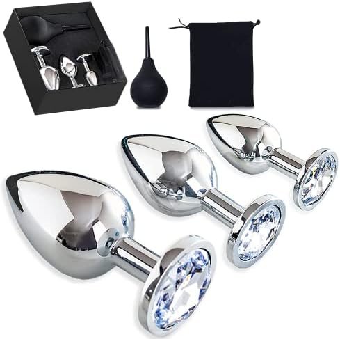 Anal Douche 4Pcs Anal Plug Set Stainless Steel Anal Butt Plug Adult Sexy Toys Sex Toys For Women,Men And Beginners Black