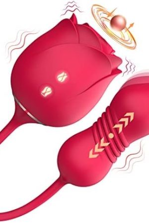 Rose Sex Toys For Women - 4In1 Sucking Rose Toy Sex Stimulator Vibrator Dildo With 9 Tapping & 9 Thrusting, Adult Toys For Nipple Clitoral G Spot Stimulation, Anal Butt Plug For Woman Couples Pleasure