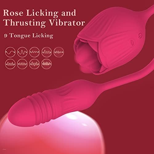 Rose Sex Toy Vibrator For Women - 3 In 1 Rose Sex Stimulator Clitoral Tongue Licking Thrusting G Spot Dildo Vibrator With 9 Modes, Rose Adult Sex Toys Games, Clit Nipple Licker For Women Man Couples - Image 3