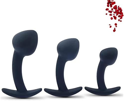 Anal Sex Trainer Sets 3Pcs Silicone Butt Plug, Expanding Anal Plug Training Kit Adult Sex Toys For Men And Women Gift Black